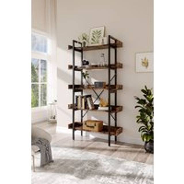 Industrial 5 Tier Bookcase Shelving Unit Display Shelf - Brown - One Size