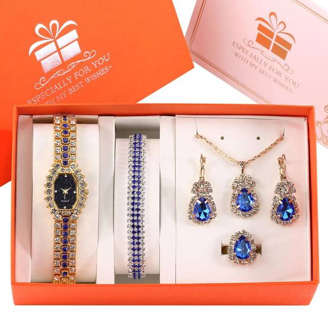 (Watch Gift Set 12) Women Watches Luxury Diamond Necklace Earrings Set Gift for Girlfriend