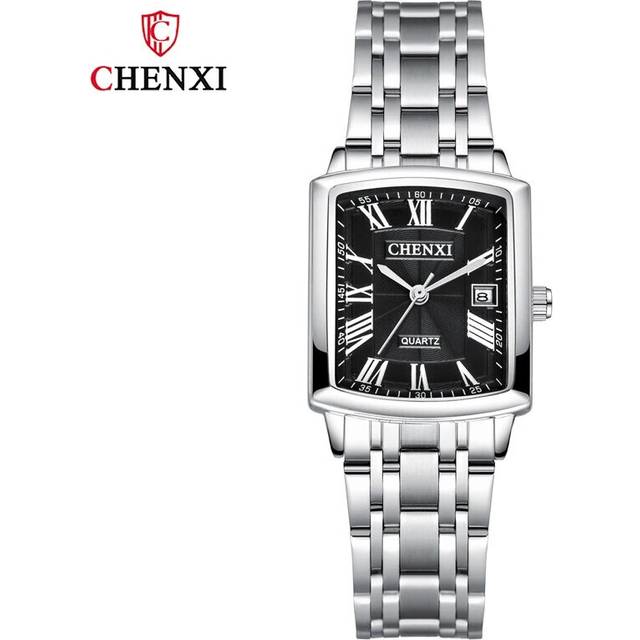 (steel black) Fashion Square Ladies Dress Wristwatch Elegant Casual Quartz Clock With - Black