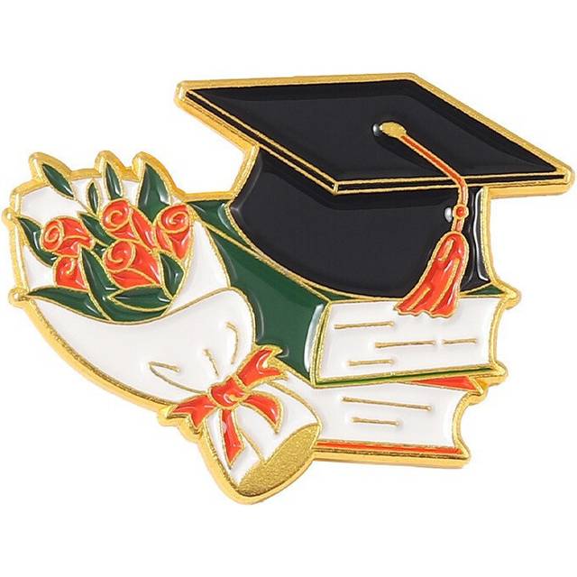 (XZ6242) Stylish Graduation Brooch In Alloys With Elegant Flower And Cap Designs For Gifts