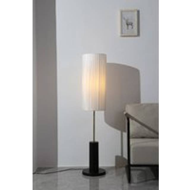 Simple Retro Floor Lamp with Fabric Lampshade