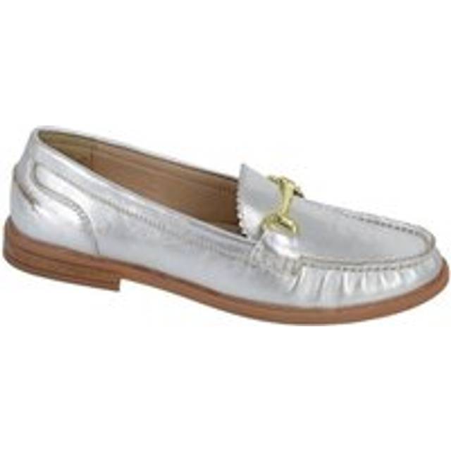 (7 UK, Silver) Cipriata Womens/Ladies Nicolosa Leather Saddle Loafers