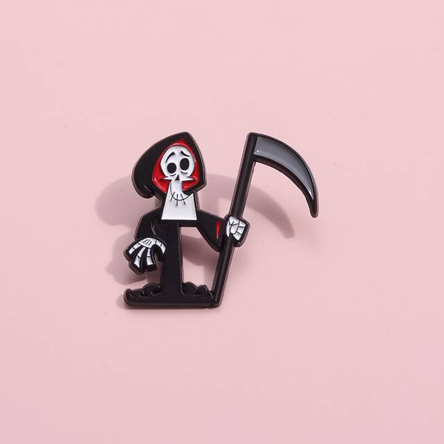 Cartoon Vibrant Grim Reaper Chest Pin Durable Alloy Brooch For Fashion Enthusiasts