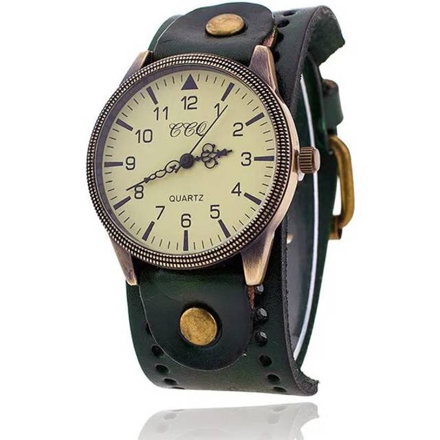 (green) Vintage Cow Leather Watch High Quality Antique Women Wrist Watch Luxury