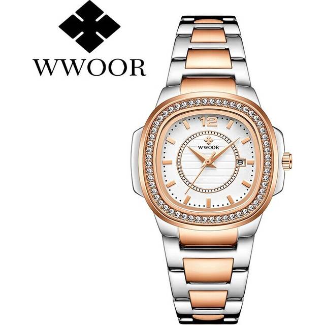 (rose gold) Japanese Quartz Movement WWOOR Brand Pink Ladies   Watches Famous Luxury