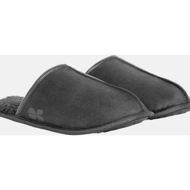 (7 UK-8 UK, Black/Charcoal) Crosshatch Mens Tinuviel Faux Fur Slippers