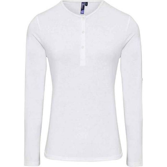(18 UK, White) Premier Womens/Ladies Long John Plain Roll Sleeve T-Shirt