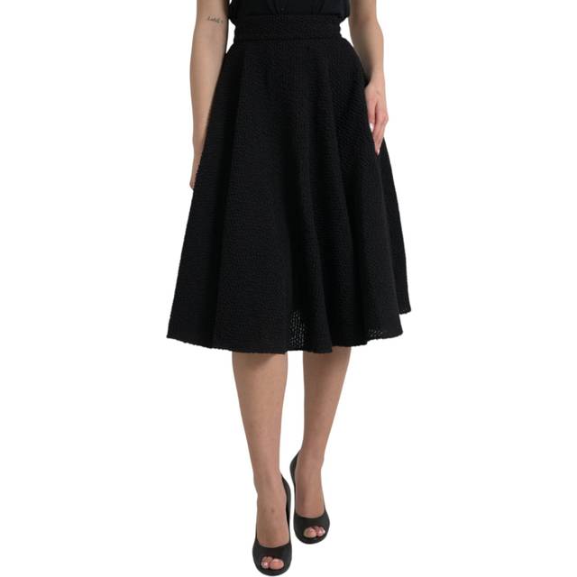 Black High Waist A-line Knee Length Skirt - IT38 | XS