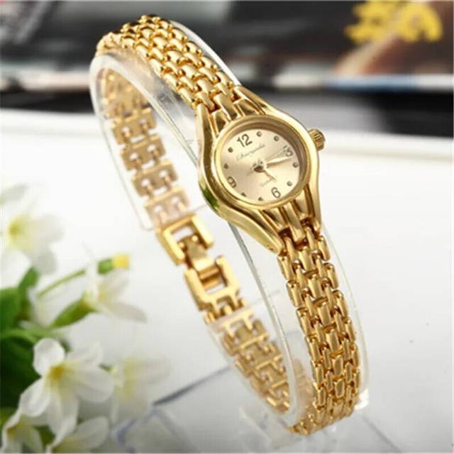 (5) Wholesale Smalll Dial Gold Stainless Steel Link Watch Female Wristwatch