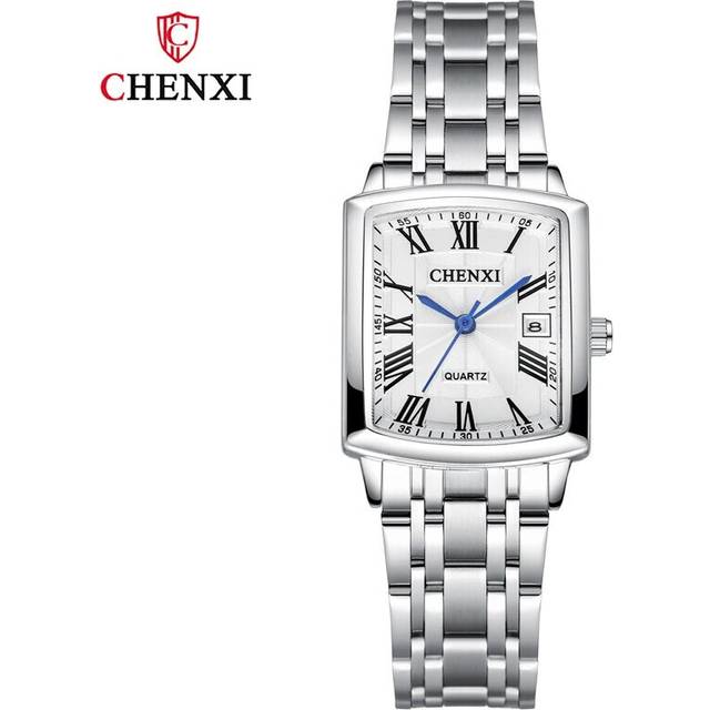 (steel white) Fashion Square Ladies Dress Wristwatch Elegant Casual Quartz Clock With - White