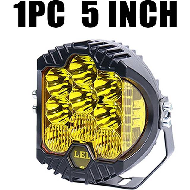 (yellow-5INCH-1PC) Front Bumper Roof 3/ 5 inch Led Headlights for 4x4 lights offroad Led