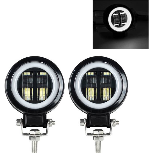 (2x white and white) Angel Eye LED Fog Lamp Square Or Round Headlight for Auto Motor Vehicles
