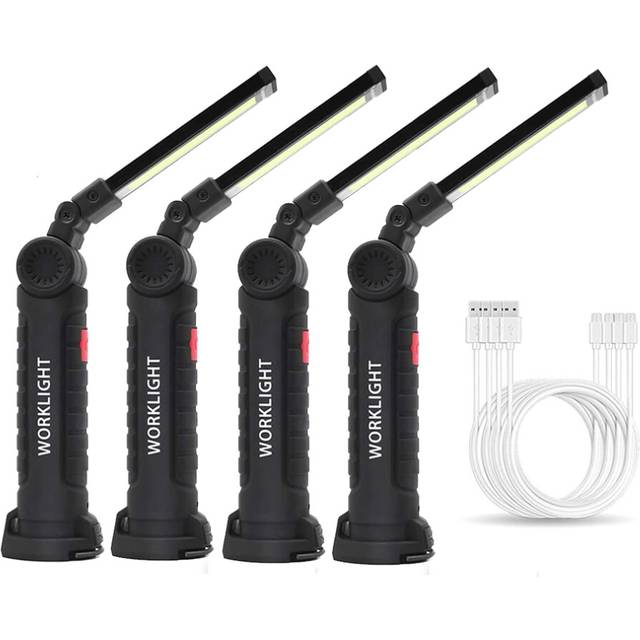 (Short 4 pack) Portable Flashlight COB LED Magnetic Lanterna USB Rechargeable Work Light