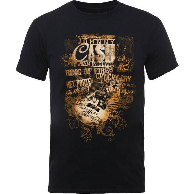 Johnny Cash Unisex T-shirt för gitarrlåtar för vuxna XXL svart