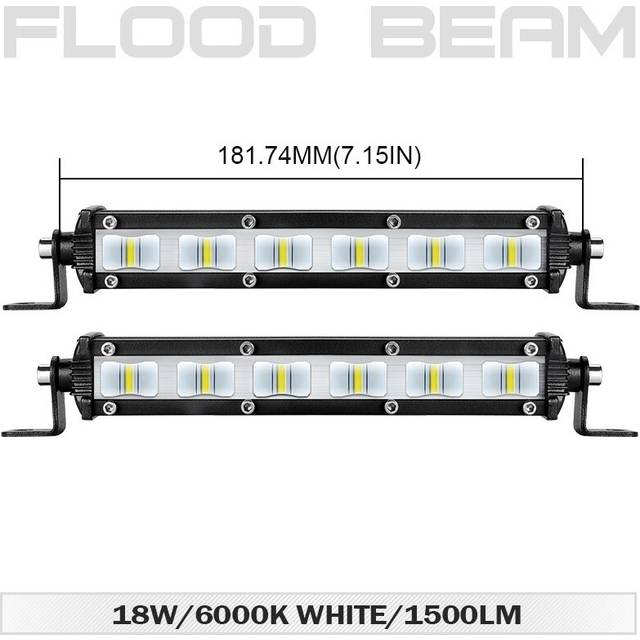 (2 pieces Flood light) Ultra Slim 7 Inch 6D Lens Led Work Bar Light 4x4 Offroad For Jeep ATV
