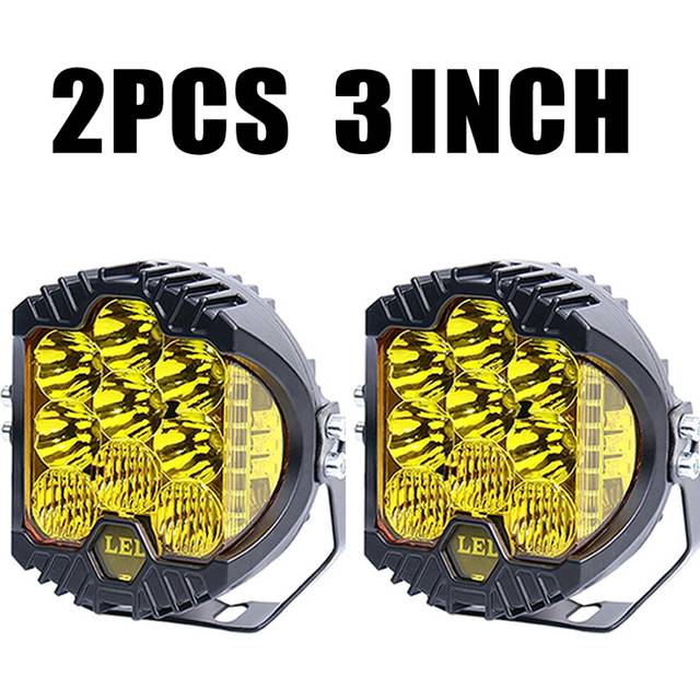 (yellow-3INCH-2PCS) Front Bumper Roof 3/ 5 inch Led Headlights for 4x4 lights offroad Led