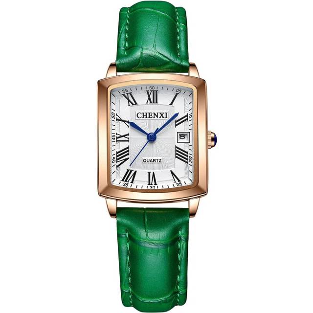 (Green RoseGold) CHENXI Women Watch  Top Luxury Brand Leather Strap Ladies Quartz Wristwatch