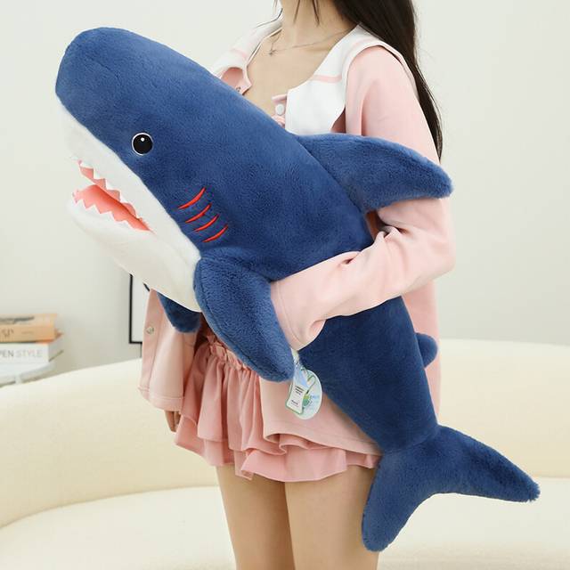 (Blue, 100cm/39.37in) Dudu Red Lips Giant Tooth Shark Plush Toy Cute Children Holiday Gift Pillow Doll