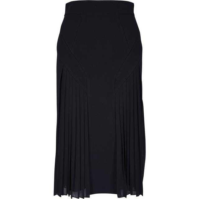 Akris - plisse-insets double-face pencil skirt - women - Wool/Polyester - 8 - Black