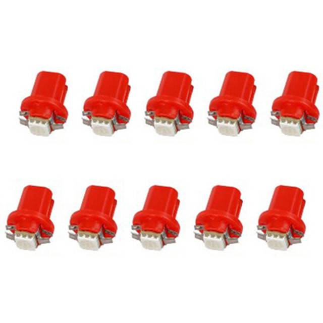 (Red) 10PCS LED Bulbs T5 B8.5D 5050 SMD DC 12V 6000K White LED Dashboard Dash