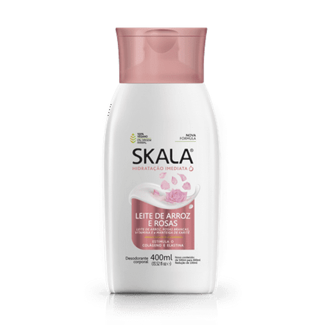 Skala Moisturizing Body Cream Rice Milk Rose 400ml Hidratante Leite de Arroz e Rosas &