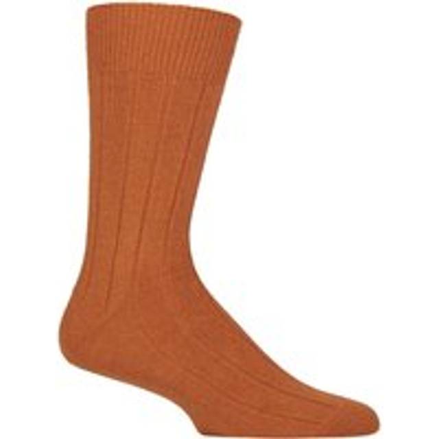 Mens 1 Pair Falke Lhasa Rib Cashmere Blend Casual Socks Tandoori 5.5-8 Mens - Orange