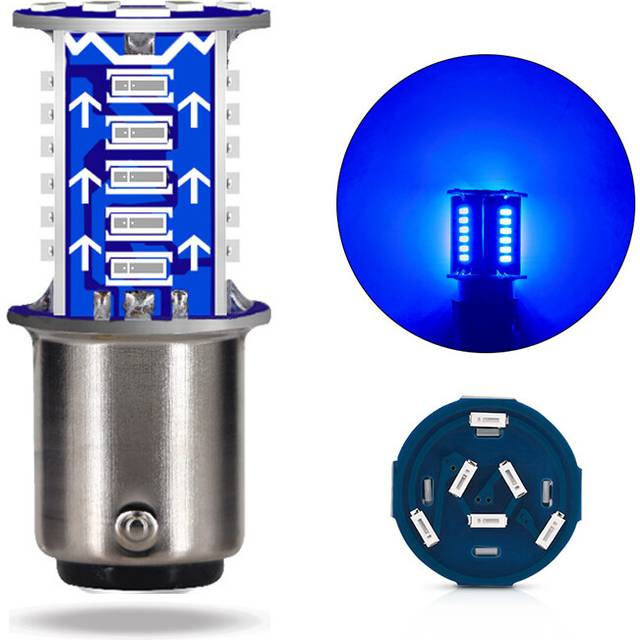 (Blue 1PC) BLALION 2PCS 1157 LED Strobe Brake car light BAY15D Bulb 30SMD DRL Water