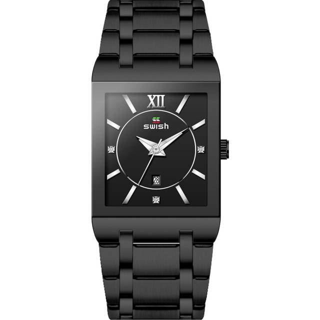 (Black) Top Relogio Feminino Luxo Golden Watches Women Fashion Square Quartz Watch