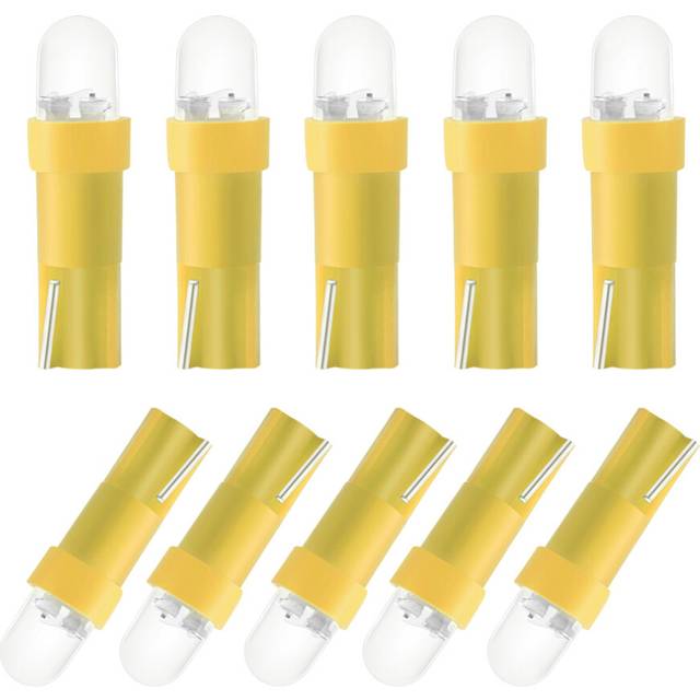 (10pcs yellow B) 10Pcs T5 B8.5d LED car light Dashboard Speed car lights Bulb s Interior