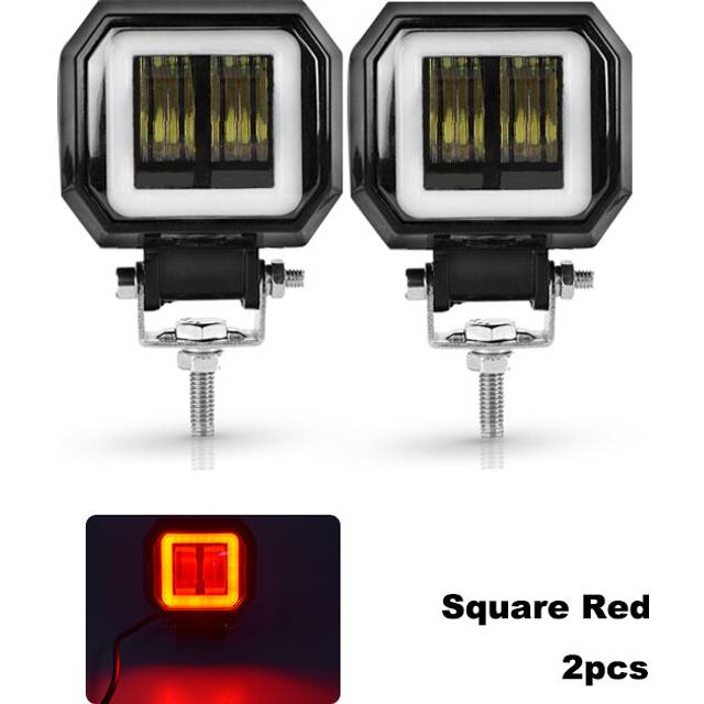 (2pcs-20W-square-red) Nlpearl 12V 24V LED Angel Eyes Headlights Spotlight For Truck Car Boat
