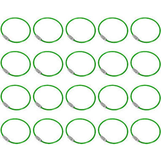 5.9" length wire keychain cable, 20 pack stainless steel 2mm key ring, green
