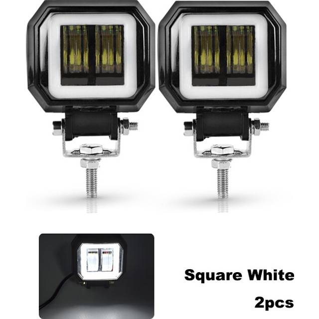 (2pcs-20W-square-whit) Nlpearl 12V 24V LED Angel Eyes Headlights Spotlight For Truck Car Boat
