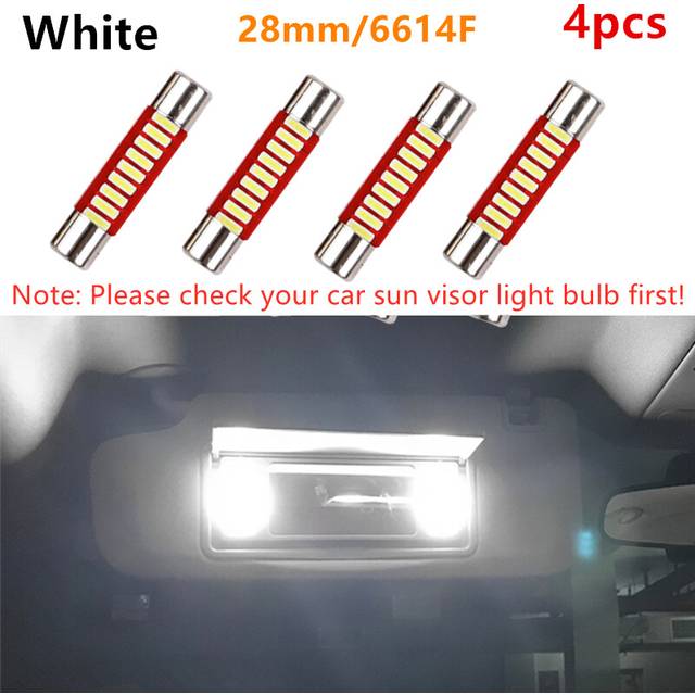 (4PCS white 6614) Bright 9-SMD 28mm 6614 LED Replacement Bulbs For Peugeot 207 208 308 407