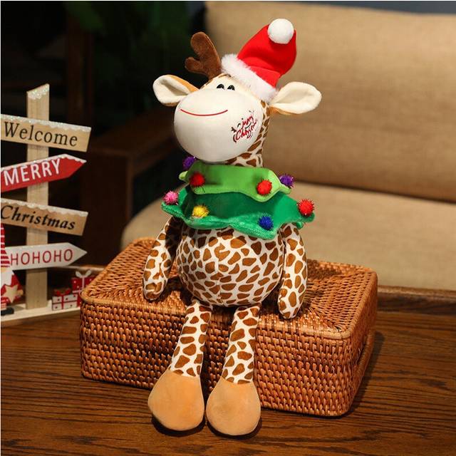 (Green) Christmas Deer Plush Toy Cartoon Children Birthday Holiday Throw Pillow Doll
