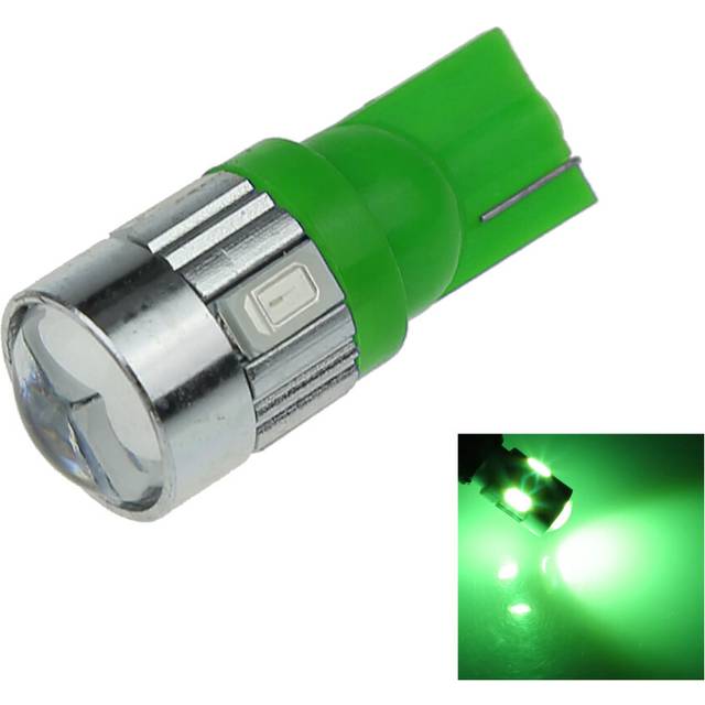 1x Green Auto T10 W5W Wedge Light Parking Bulb Lens 6 Emitters 5630 SMD