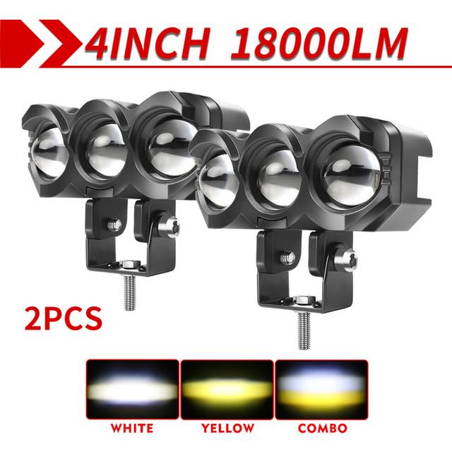 CO LIGHT Motorcycle LED Spotlight Dual Color Hi/Low Beam Mini Lens Headlight