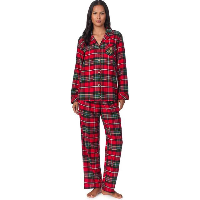 Lauren Ralph Lauren - Pyjamas Lrl L/S Notch Collar Long Pant PJ Set - Röd
