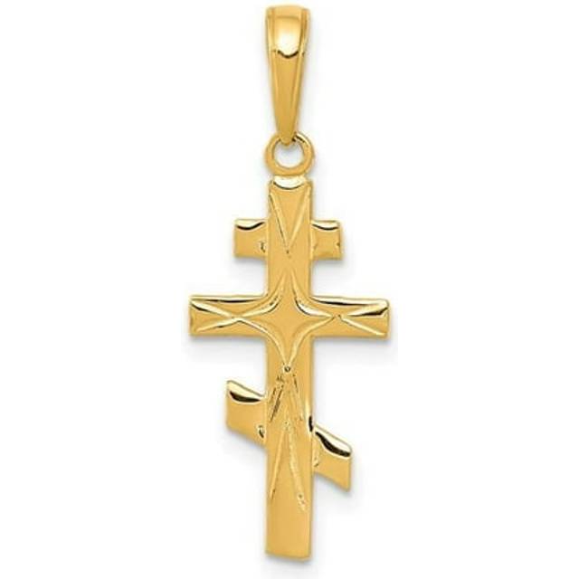 14K Yellow Gold Eastern Orthodox Cross Pendant