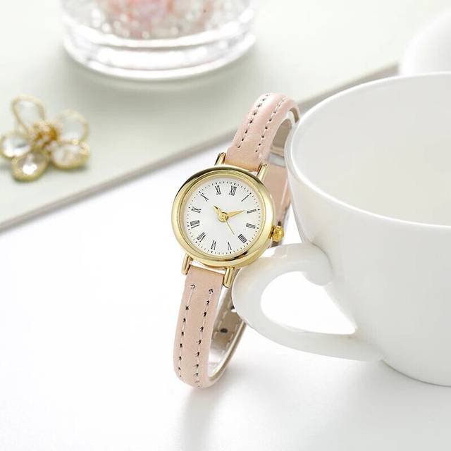 (Pink) Retro Brown Women Watches Qualities Small Ladies Wristwatches Vintage