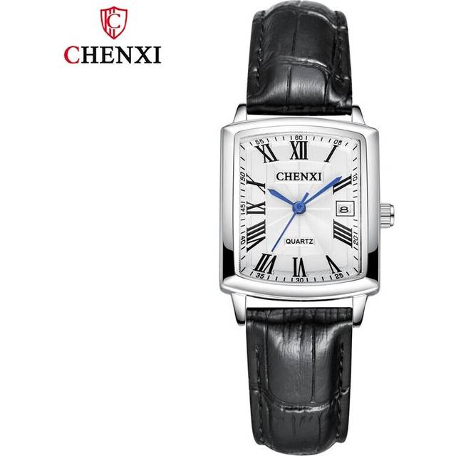 (silver white leather) Fashion Square Ladies Dress Wristwatch Elegant Casual Quartz Clock With - Silver