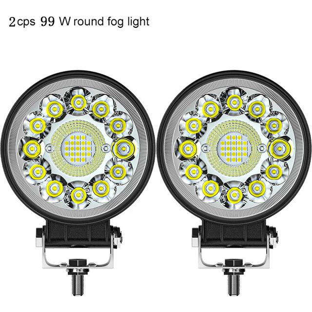 (2pcs round 99W) 4inch 123W LED Bar Offroad 4X4 Spotlight 12V 24V Work Light Bar For Jeep