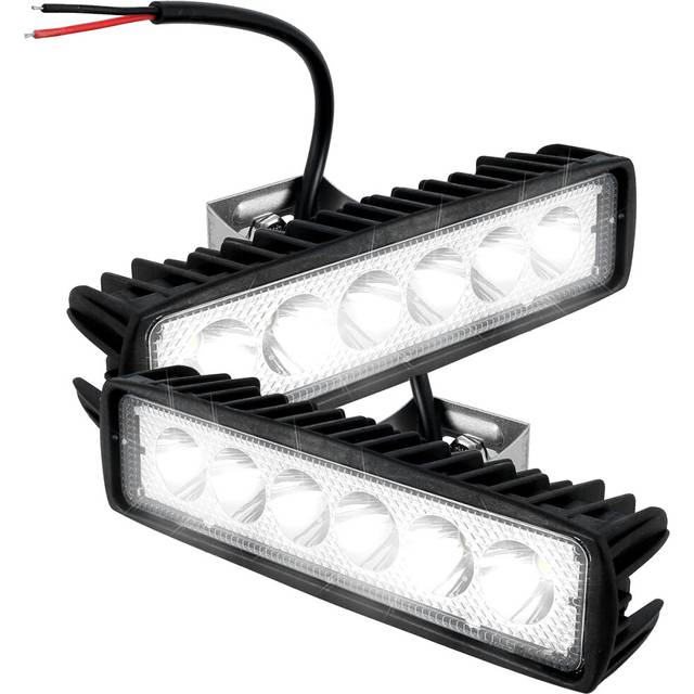 (2pcs) Car LED Light Bar 12V 18W 6000K Super Bright Work Light IP67 Waterproof