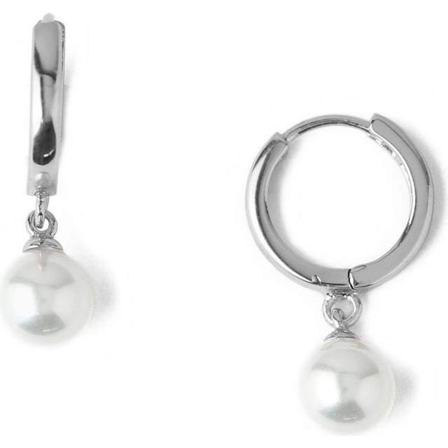 Orelia Pearl Drop Huggie Hoop Earrings