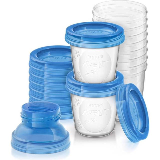 philips_avent SCF618 / 10 Förvaringsmuggar för Bröstmjölk, 1800 ml, Transparent, Blå