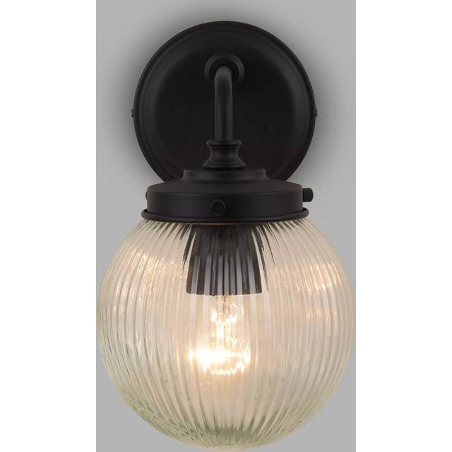 John Lewis Vintage Globe Outdoor Wall Light, Clear/Black