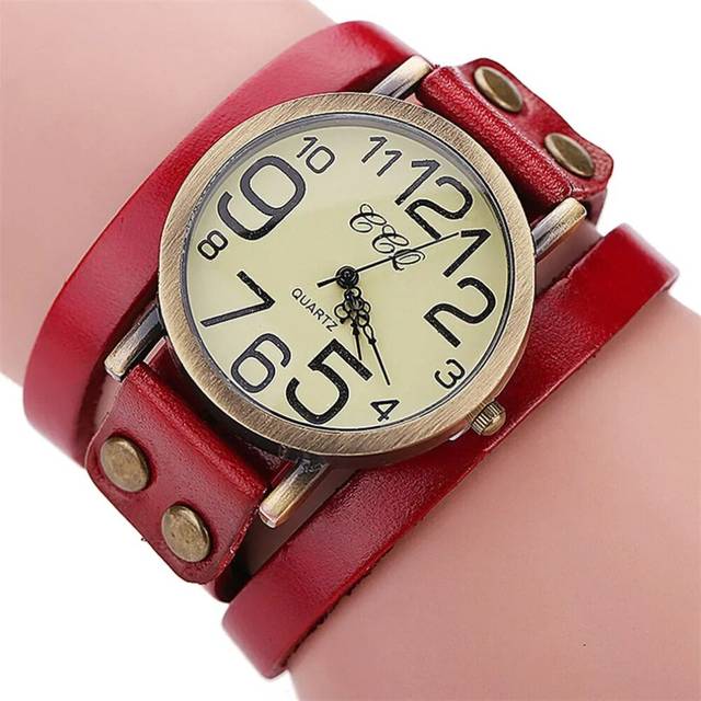 (Red) 2024 Luxury Brand Women Watches Vintage Cow Leather Watch Men Wristwatches