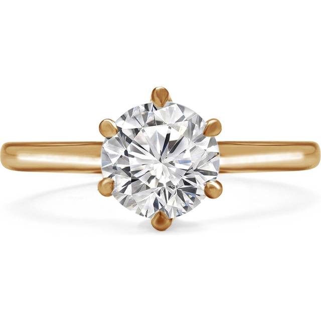 Majesty Diamonds MD240101-7 0.33 CT Round Lab Created Diamond 6-Prong Solitaire Engagement Ring in 14K Yellow Gold - Size 7
