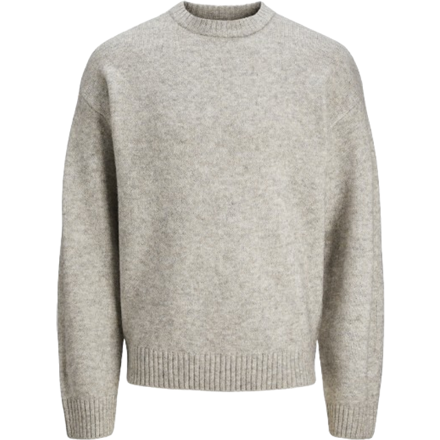 Jack & Jones Ollie Plain Knitted Pullover - Grey/Light Grey Melange