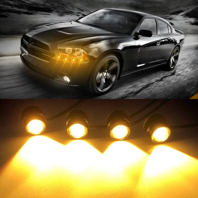 (Yellow, 1Pcs) drl 4 in 1 LED Eagle Eye Emergency Warning Strobe car light Wireless Remote