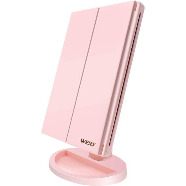 Lighted Vanity Makeup Mirror 1x/2x/3x Magnification Trifold with 36 LED Lights Touch Screen and USB charging, 180 Degree Adjustable Stand for